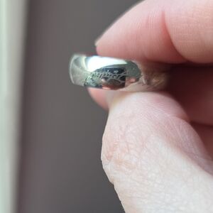 Men's Engraved Band Ring in Polished Silver Tone